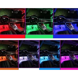 Kit 4 Benzi LED Lumini Ambientale auto RGB Control din Aplicatie Telefon