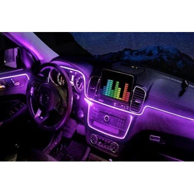 Kit 4 Benzi LED Lumini Ambientale auto RGB Control din Aplicatie Telefon