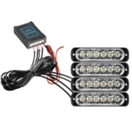 Kit 4 lumini stroboscop 7 functii 12V Galben