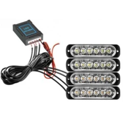 Kit 4 lumini stroboscop 7 functii 12V Galben