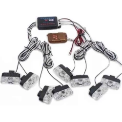 Kit 8 lumini stroboscop 7 functii 12V Galben