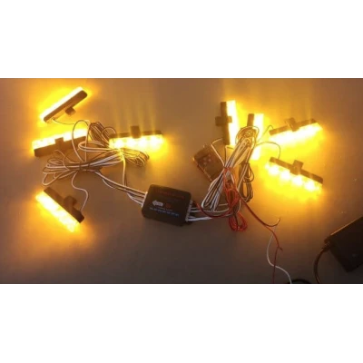 Kit 8 lumini stroboscop 7 functii 12V Galben
