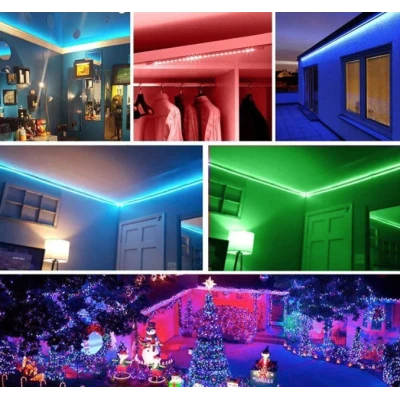 Kit Banda Led Rgb 15 Metri 3x5 Metri cu Telecomanda