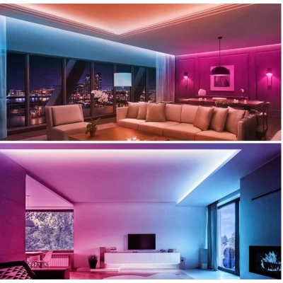 Kit Banda LED RGB Andowl Q T168 de 5 Metri Sincronizare Muzicala Bluetooth Controlul Aplicatie