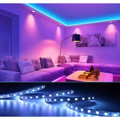 Kit Banda LED RGB cu Telecomanda 300 LED uri Lungime 5m 220V BS