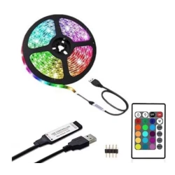 Kit Banda Led RGB cu USB lungime 2M telecomanda pentru TV PC Auto Casa Iluminat decorativ Q DT20