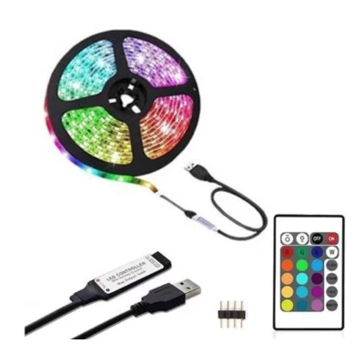 Kit Banda Led RGB cu USB lungime 2M telecomanda pentru TV PC Auto Casa Iluminat decorativ Q DT20