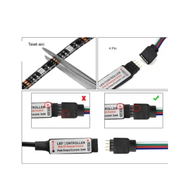 Kit banda LED RGB pentru TV lungime 5 m telecomanda inclusa