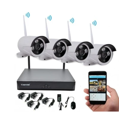 KIT de supraveghere Wireless JORTAN 4 camere HDMI Infrarosu Vizualizare pe Telefon