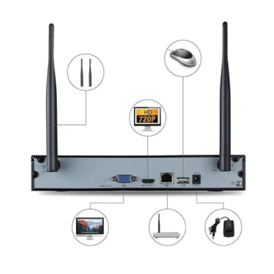 KIT de supraveghere Wireless JORTAN 4 camere HDMI Infrarosu Vizualizare pe Telefon