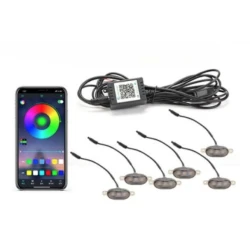 Kit lumini auto cu LED RGB 12V 6 capete grila masca control prin aplicatie telefon diverse jocuri de lumini sau lumina continua