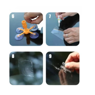 Kit Reparatie Parbriz pentru Sticla Crapata Set Corector cu Ventuza