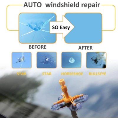 Kit Reparatie Parbriz pentru Sticla Crapata Set Corector cu Ventuza