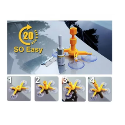 Kit Reparatie Parbriz pentru Sticla Crapata Set Corector cu Ventuza