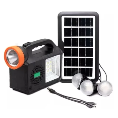 Kit solar camping GD 102 cu 3 becuri boxa BT radio powerbank 5000mAh