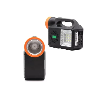 Kit solar de iluminare GD Times GD-102, 3 becuri, boxa BT, radio, 80W XL