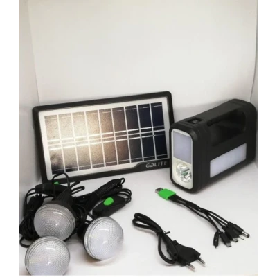 Kit solar GD-Lite 8017 dotat cu dispozitive USB cu 3 becuri LED + acumulator de mare capacitate XL