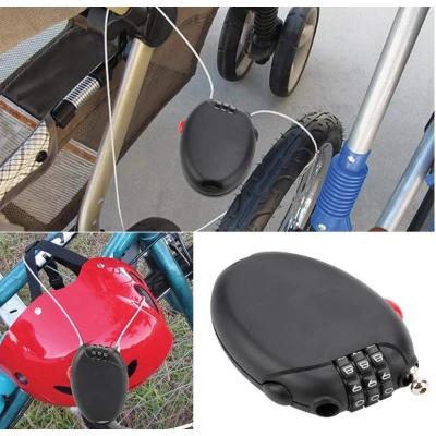Lacat PREMIUM cu cablu retractabil si cifru Negru