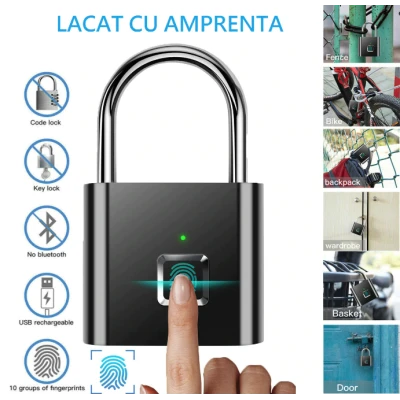 Lacat Smart cu senzor de amprenta