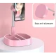 Lampa circulara patrata de machiaj cu oglinda si suport telefon/accesorii