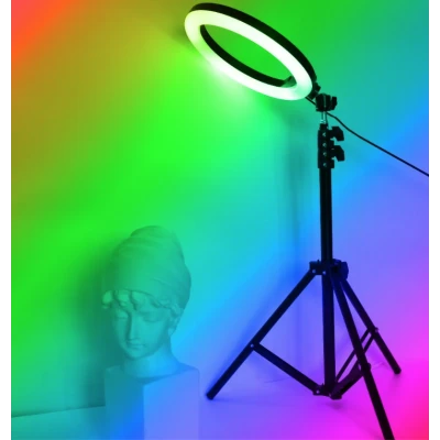 Lampa circulara profesionala LED Ring Light RGB Andowl Q MG34 diametru 26 cm