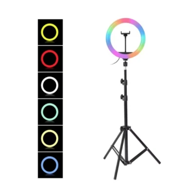 Lampa circulara profesionala LED Ring Light RGB Andowl Q MG34 diametru 26 cm