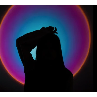 Lampa cu lupa videografie si telecomanda efecte Sunset multicolor cu telecomanda