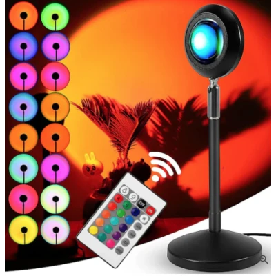 Lampa cu lupa videografie si telecomanda efecte Sunset multicolor cu telecomanda