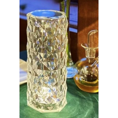 Lampa de masa decorativa cu LED tip "Crystal" ALB CALD