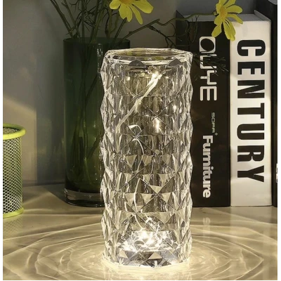 Lampa de masa decorativa cu LED tip "Crystal" ALB CALD