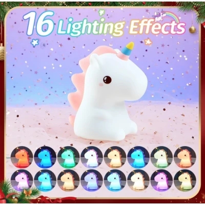 Lampa de veghe pentru copii unicorn 16 culori dimabila