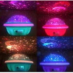 Lampa de veghe rotativa cu proiectie de stele si luna model planeta ALBASTRA