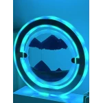 Lampa decorativa pentru birou cu LED multicolor tip tablou cu nisip miscator 3D clepsidra rotativa