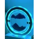 Lampa decorativa pentru birou cu LED multicolor tip tablou cu nisip miscator 3D clepsidra rotativa
