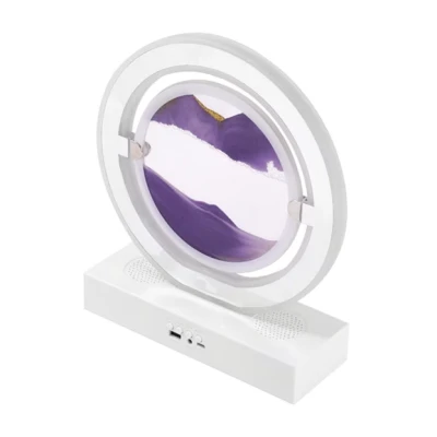 Lampa decorativa pentru birou cu LED multicolor tip tablou cu nisip miscator 3D clepsidra rotativa