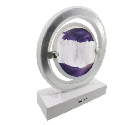 Lampa decorativa pentru birou cu LED multicolor tip tablou cu nisip miscator 3D clepsidra rotativa