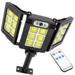 Lampa solara 30w  tripla de perete cu senzor de lumina si miscare cu telecomanda IP65