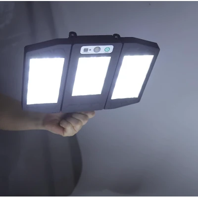 Lampa solara 30w  tripla de perete cu senzor de lumina si miscare cu telecomanda IP65