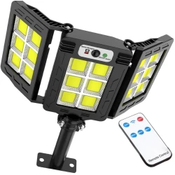 Lampa solara 30w tripla de perete cu senzor de lumina si miscare cu telecomanda