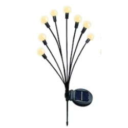 Lampa solara cu 6 Bulbi ALB CALD de gradina tip licurici