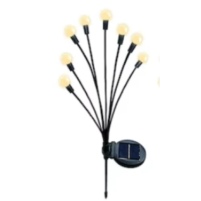 Lampa solara cu 6 Bulbi ALB CALD de gradina tip licurici