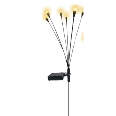 Lampa solara cu 6 Bulbi ALB CALD de gradina tip licurici