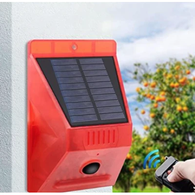Lampa solara cu alarma pentru protectie cu senzor de miscare telecomanda rosie