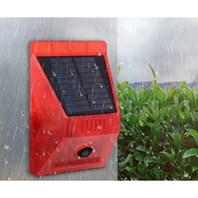 Lampa solara cu alarma pentru protectie cu senzor de miscare telecomanda rosie