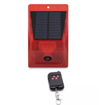 Lampa solara cu alarma pentru protectie cu senzor de miscare telecomanda rosie