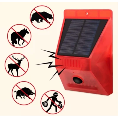 Lampa solara cu alarma pentru protectie cu senzor de miscare telecomanda rosie