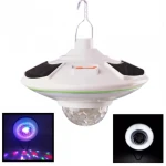 Lampa solara cu LED alb rece si glob rotativ disco 21 cm HB5509