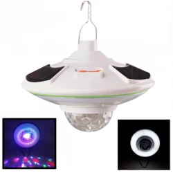 Lampa solara cu LED alb rece si glob rotativ disco 21 cm HB5509