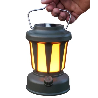 Lampa Solara de Camping LY18 Verde cu Maner