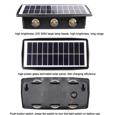 Lampa solara de perete 6 LED lumina calda